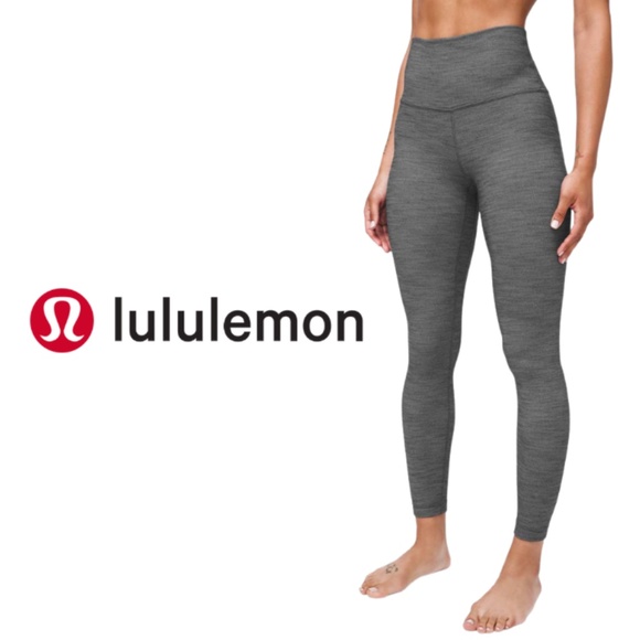 Lululemon Align Pant II 25" Mini Heathered Herringbone Heathered Black White - 6 - Picture 1 of 11